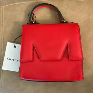 MSGM red mini M logo handbag purse bold small